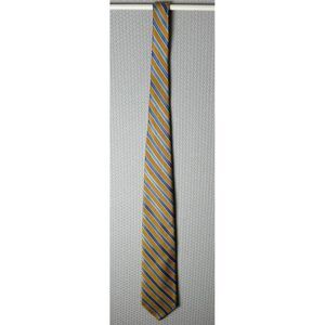 BROOKS BROTHERS USA SILK YELLOW‎ BLUE STRIPED NECKTIE 60"L X 3.25"W